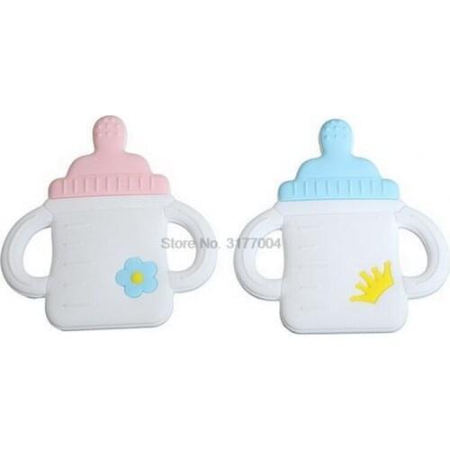 DHL 200pcs Baby Teether Milk Bottle Cute Accessories Nursing Teething Toys BPA Free Food Grade Silicone Teether Christmas Gift