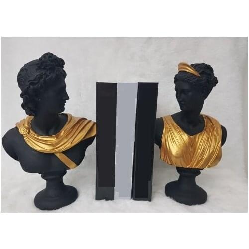 EU HOME DECORATION AROSE DİANA APOLLO BÜST GOLD GARMENT BLACK TEN HOME OFFICE DECOR