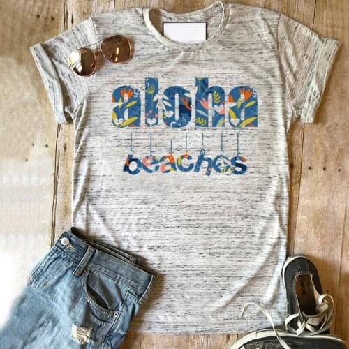 Tshirt Women ALOHA Womens Shirts Aesthetic 90s Top Streetwear Woman Harajuku Love Print Tees Summer T Punk