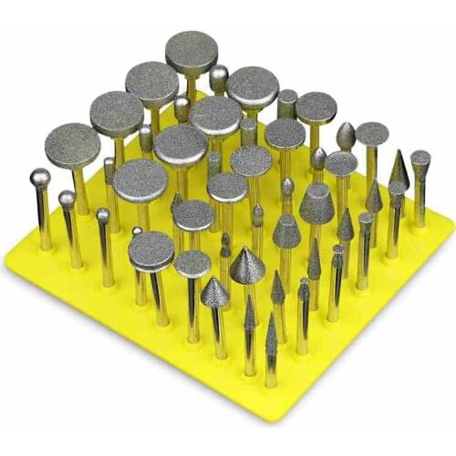 50 PCS Jewelry Tools DIY Metalworking Grinding Diamond Rotary Burrs Fits Dremel Rotary Tool for Stone/Ceramic/Glass/Carbide/Gem