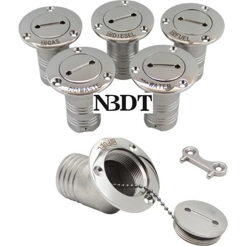Shiny 316 Stainless Steel RV Caravan Trailer Yacht Boat Deck Water Fuel Fill Filler Key Cap 1.5" 2" 45 90 Degrees Marine