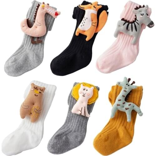 W3JF Baby Girls Tights 2020 New Autumn Winter Fashion Cartoons Stockings Kids Children Combed Cotton Stretch Pantyhose