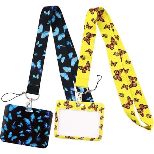 DZ1754 Butterfly Pretty Lanyard for Key Neck Strap lanyards id badge holder Key Chain Key Holder Hang Rope Key Rings Accessories