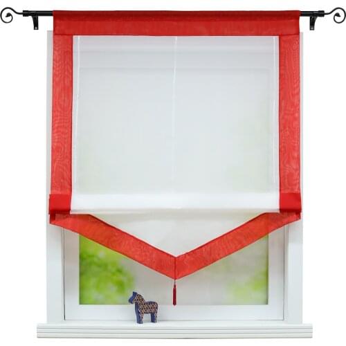 Colorful Garden Kitchen Roman Curtain Rod Pocket Type Roman Blinds Height Adjustable Sheer Panel Window Treatment Home Decor