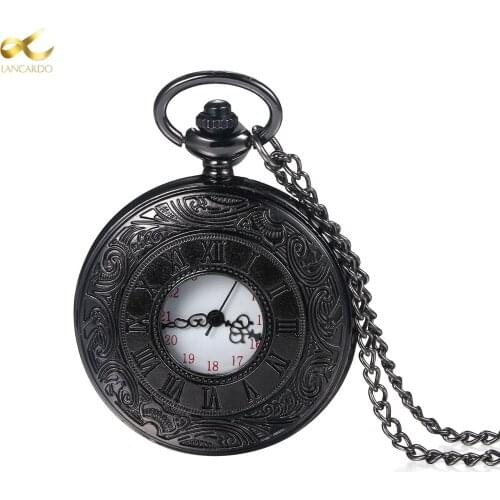 LANCARDO Classic Pocket Watches Smooth Quartz Pocket Watches Jewelry Alloy Chain Pendant with Necklace Chain Man Womens Gift