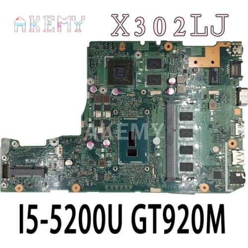 Akemy X302LJ MAIN_BD._4G/I5-5200U/AS GT920M V2G 90NB07V0-R00020 Motherboard For Asus X302LA X302LJ Laptop Mainboard 100% Tested