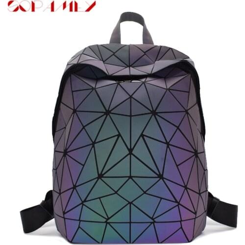 Fashion Men Laptop Backpack Luminous Backpacks School Triangle Matte Backpack For Women Rucksack Holographic Female Backbag