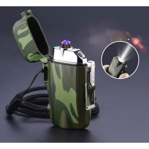 Unusual USB Electric Torch Lighter Waterproof Windproof Plasma Rechargeable Lighter Camping Distress Signal Flashlight Lighter