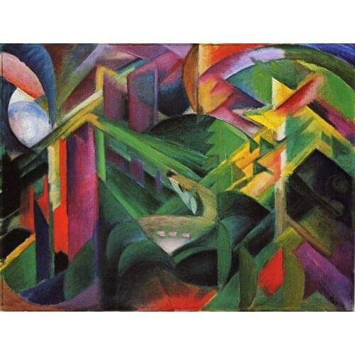 Deer in a Monastery Garden by Franz Marc oil Painting Canvas High quality hand painted abstract art reproduction