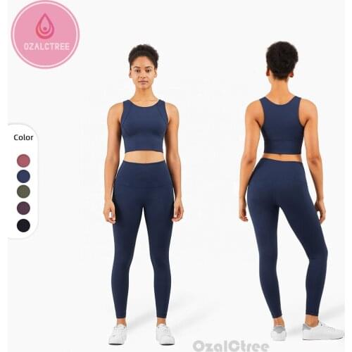 OzalCtree Workout Yoga Gym Fitness Set High Impact Padded Sports Bras Running Racerback crop Tops Built-Up Yoga Sports Pant