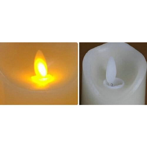 USB powered Rechargeable Led flickering Pillar Paraffin candle Wavy edge Moving wick Wedding Xmas Party bar decor 10CM(H)-Amber