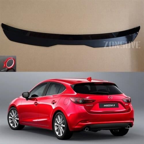 Use For Mazda 3 2014-2017 Year Roof Spoiler Carbon Fiber Look Accessories Body Kit Factory Style