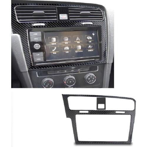 Fit For VW Golf 7 GTI R GTE GTD Mk7 2014-2019 Carbon Fiber Car Interior Navigation Panel Frame Center Console Switch Button Trim