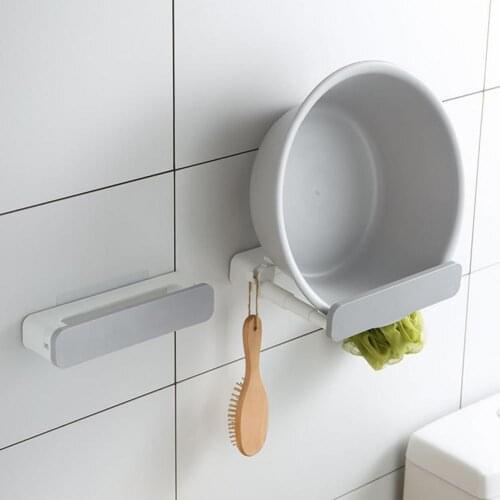 Storage Shelf Strong Stickiness Good Load Capacity 2 Colors Wash Basin Storage Holder for Office Storage