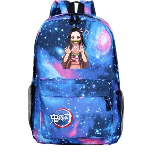 Anime Demon Slayer Backpack Boys Girls Kamado Nezuko School Bag Students Kimetsu No Yaiba Bookbag Teens Cartoon Travel Rucksack