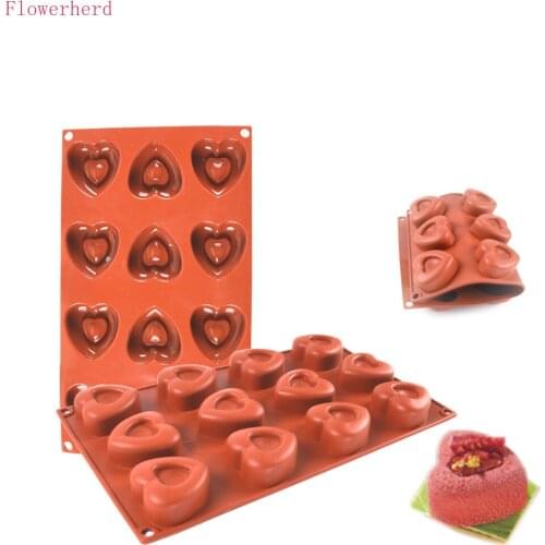 Silicone 12-hole Heart Chocolate Mold Fondant Cake Mold Soap Mold Baking Mold Heart-shaped Ice Grid Jelly Pudding Crystal Epoxy