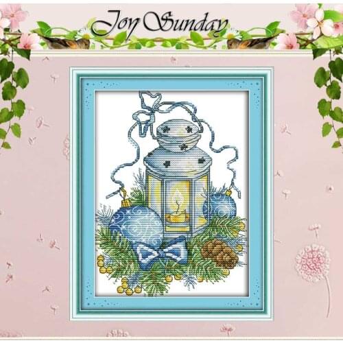 The blue Christmas lights counted Cross Stitch 11CT 14CT Cross Stitch Set Wholesale DIY Cross-stitch Kit Embroidery Needlework