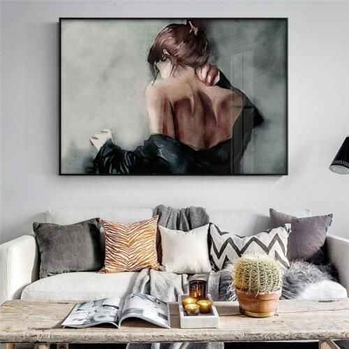 Modern Slim Girl Portrait Mural Printing Canvas Poster Industrial Loft Room Living Room Decorative Mural Wall Decor