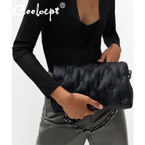 Coolcept Cross Body Bag Foe Girls Denim Fashion Women Chain Shoulder Bag Pleated Retro Female Casual Bag Western Style