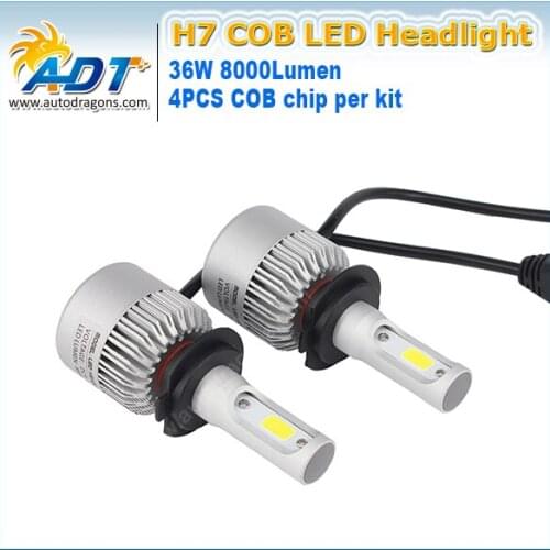 S2 H7 LED Headlight DC9V-32V 4PCS Brid-gelux-COB 12V 72W 8000LM 6500K shine well super bright white fog light lamp waterproof