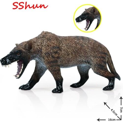 16*4.5*7CM solid simulation wild animal wolf model ice age prehistoric creatures dire wolf model childrens toys