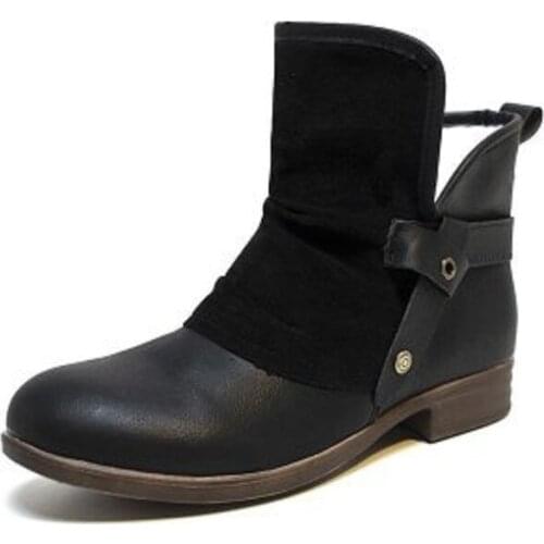 2020 Winter New Fashion Round Toe Square Root Short Warm Martin Ladies Nude Boots