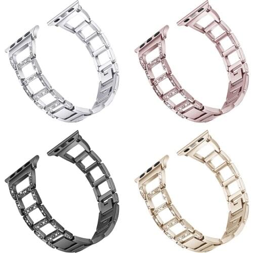 Ladies Diamond Watchband for Apple Watch Bracelet Series 5 4 3 2 Band Women Fashion Strap Metal Link 40/44mm 38/42mm Accessories
