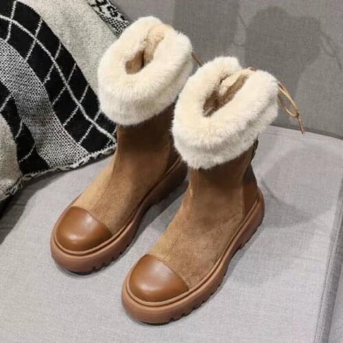 Winter Shoes Women Warm Snow Boots with Fur Fashion Brand Ladies Footware Black with Fur Female Plush Botas Mujer Invierno2021