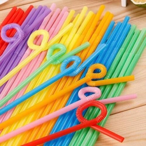 100PCS Multicolor Straws Extra Long Plastic Drinking Straws for Party Weddings Celebrations Bar Disposable Straws Drinking Goods