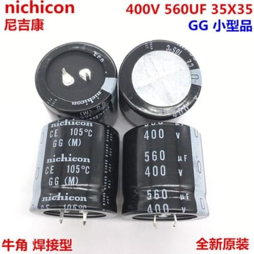 2PCS/10PCS 560uf 400v Nichicon GG 35x35mm 400V560uF Snap-in PSU Capacitor