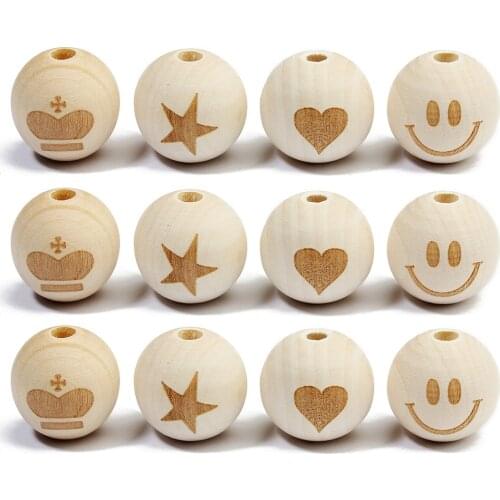 5pcs/lot DIY 20mm Natural Wood Beads Spacer Wooden Beads For Charm Bracelet Eco-Friendly Wood Beads Lead-Free Balls Wood Color