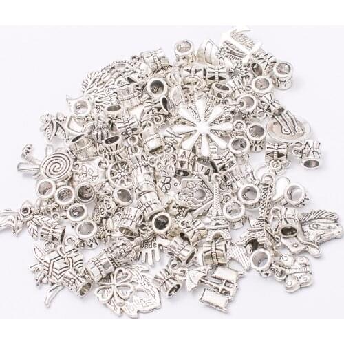 50pcs Mix different Vintage Bead Charms alloy Beads European pendant fit Pandora charm bracelet DIY pendants feng0001