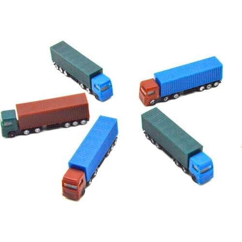 6pcs 1/150 Scale Miniature Model Car Truck Vehicle Container Plastic Sand Table Transportation Landscape Train Building Layout