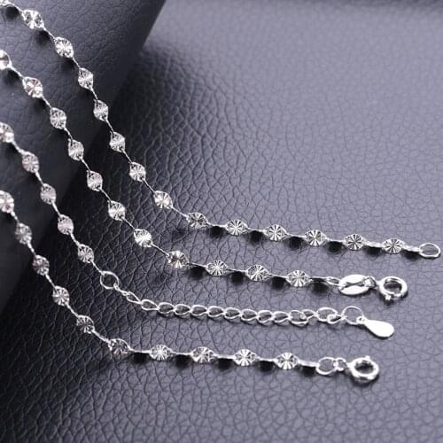 925 Sterling Silver Chain On The Neck Necklace For Women Jewelry Choker Accessories Korean Fine Body Decorations Length 40 45 CM