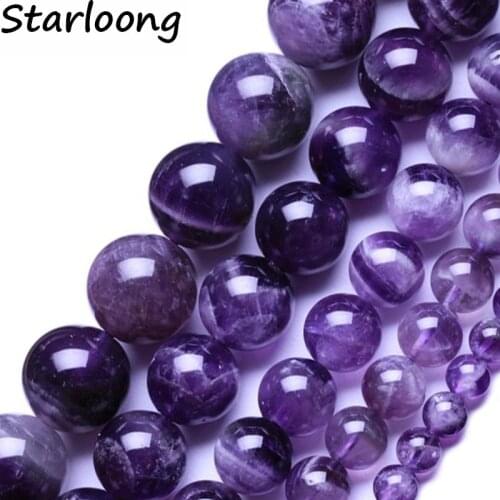 AAAA Quality Round Purple Amethysts Crystal Beads Natural Stone Beads 4-12mm Strand 15" Diy Bracelet Necklace For Jewelry Making