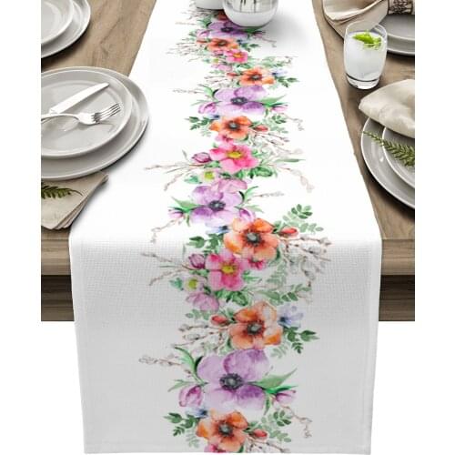 Watercolor Morning Glory Plant Table Runner Kitchen Decor Tablecloth Placemat Hotel Home Wedding Decor Table Runners