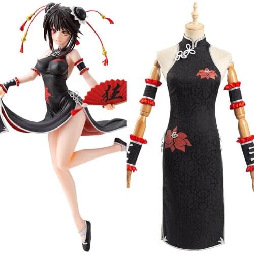 Anime Date A Bullet Tokisaki Kurumi Cosplay Costume Sleeveless Cheongsam Dress Suit Halloween Carnival Costumes