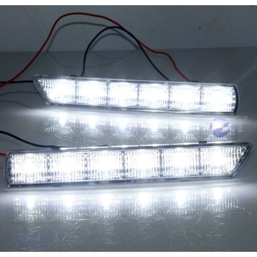 Car Flashing 1 Pair For Mitsubishi ASX 2010 2011 2012 Daylight Car LED DRL Daytime Running Lights White Fog head Lamp cover