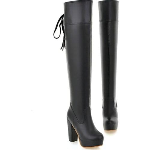 Fashion Thigh High Boots Women Platform Sexy Soft Stretch Over-the-Knee Boots High Heels Designer Long Shoes Lady Large Size 48