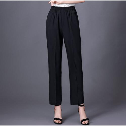 10 Colors Summer Women Pencil Pants High Waist Casual Stretch Straight Pants Female Black Ankle-length Trousers