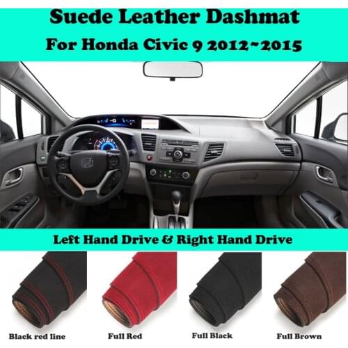 For Honda Civic 9 2012~2015 FB FK FA FD 2014 Suede Leather Dashmat Dashboard Cover Pad Dash Mat Carpet Car-Styling Accessories