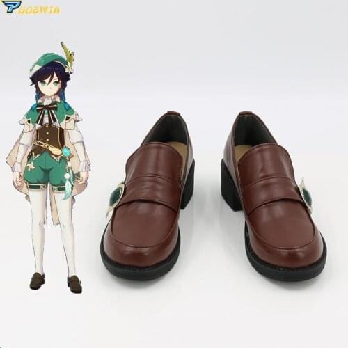 Genshin Impact Venti Cosplay Halloween Party Shoes Fancy Boots Custom Made