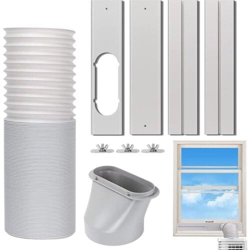EAS-Portable Air Conditioner Windows Vent Kit, Adjustable Window Seal With 5.9 Inch Diameter, 59 Inch Length Exhaust Hose