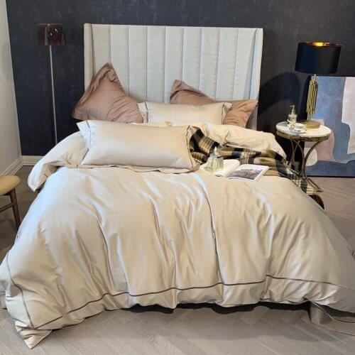 Nordic Style Bedding Set 60 Long-staple Cotton Light Luxury Pure Color Duvet Cover Four-piece Cotton Hotel Comfortable Bed Linen