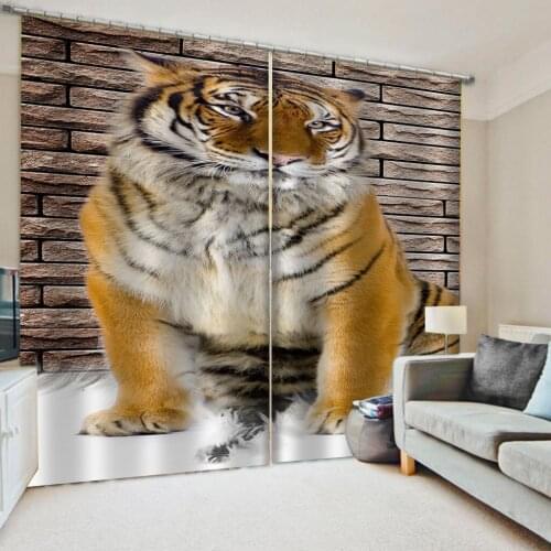Beautiful Photo Fashion Customized 3D Curtains big tiger curtains Thickened blackout curtains