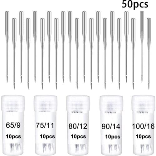 LMDZ Practical 50Pcs/Set Sharp Silver Metal Sewing Machine Needles For Household DIY Sewing Needle Accessories