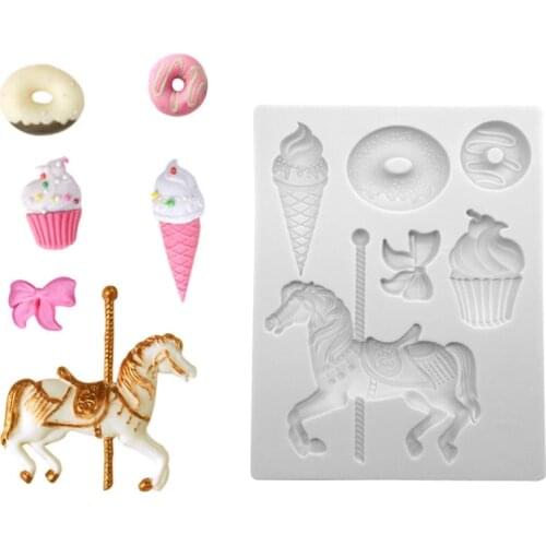 Merry-go-round Ice-cream Silicone Sugarcraft Cupcake Baking Mold Fondant Cake Decorating Tools