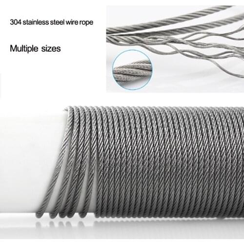 Multiple sizes 304 stainless sofe steel wire rope,clothesline lifting cable Good quality No rust, waterproof Length 20-100m