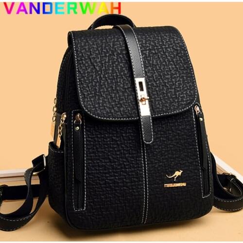 Women Fashion PU Leather Backpack Purse Teenage Large Capacity Flip School Bag Lady Shoulder Crossbody Travel Shopping Rucksack