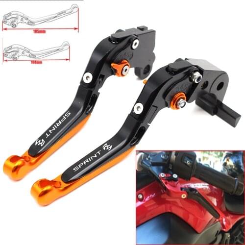 Motorcycle CNC Adjustable Foldable brake Clutch Levers for Triumph SPRINT RS 2004 2005 2006 2007 2008 2009 with Logo(SPRINT RS)